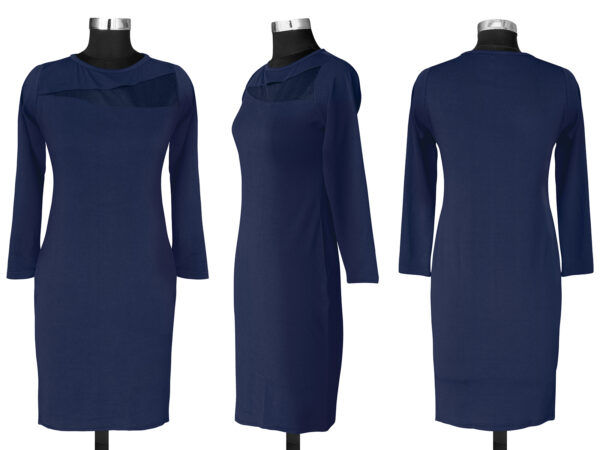 Timeless Navy Blue Full-Sleeve Bodycon Dress - Image 5