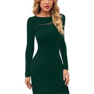 Timeless Green Full-Sleeve Bodycon Dress