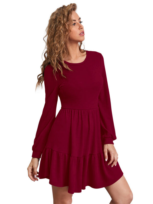 Timeless Maroon Full-Sleeve Fit & Flair Dress - Image 2