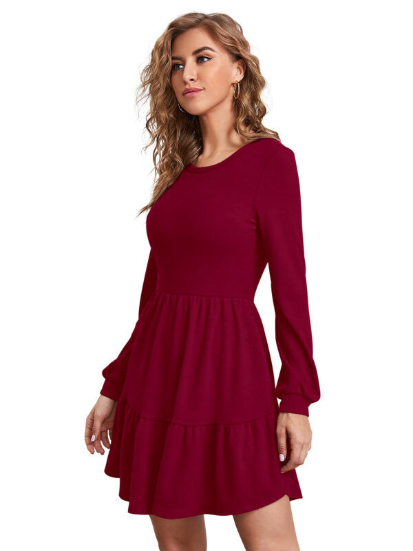 Timeless Maroon Full-Sleeve Fit & Flair Dress - Image 3