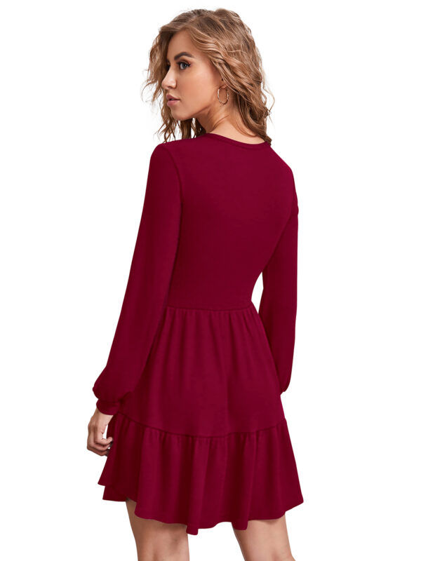Timeless Maroon Full-Sleeve Fit & Flair Dress - Image 4