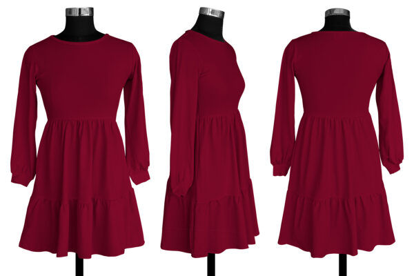 Timeless Maroon Full-Sleeve Fit & Flair Dress - Image 5