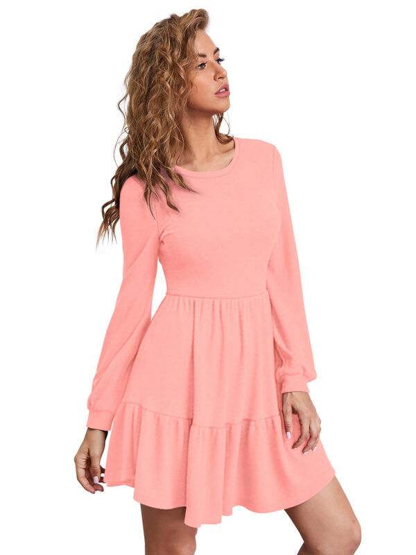 Timeless Peach Full-Sleeve Fit & Flair Dress - Image 2