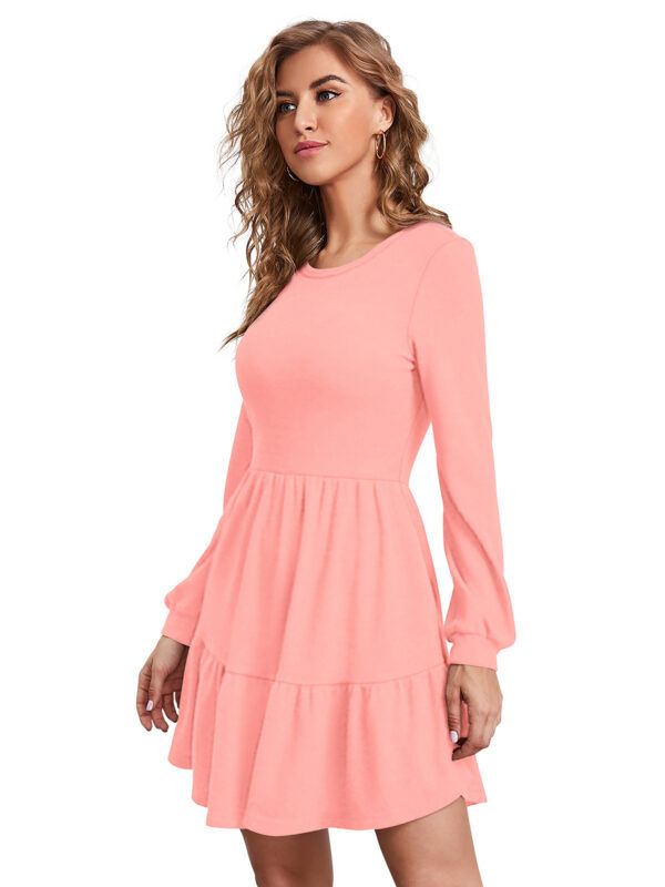 Timeless Peach Full-Sleeve Fit & Flair Dress - Image 3