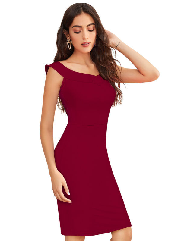 Timeless Maroon Sleeveless Bodycon Dress - Image 2