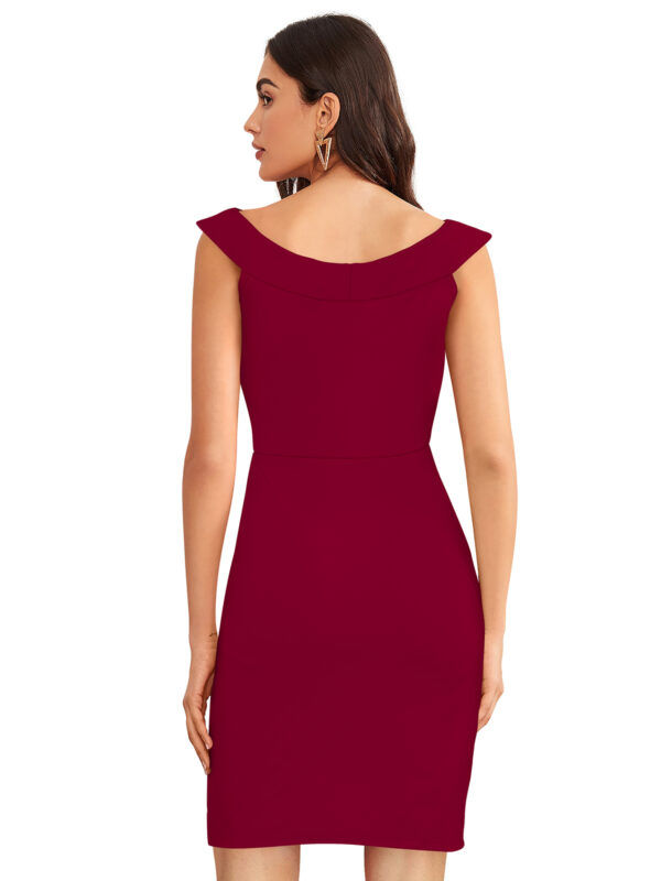 Timeless Maroon Sleeveless Bodycon Dress - Image 4