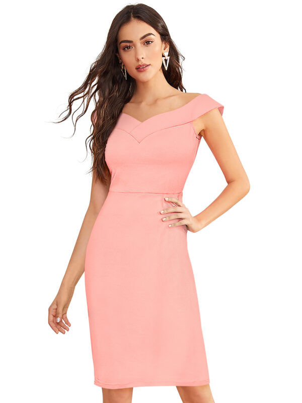 Timeless Peach Sleeveless Bodycon Dress - Image 3