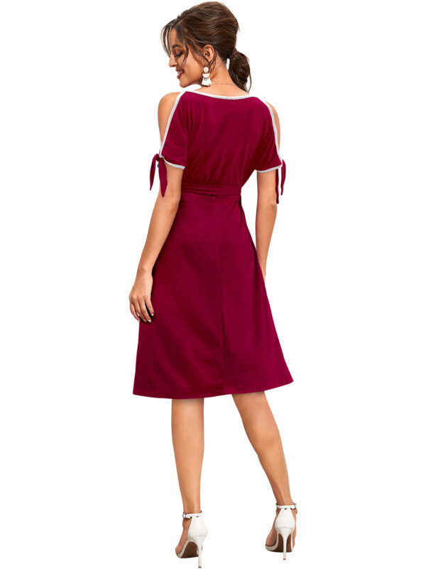 Elegant Maroon Sleeveless Fit & Flair Dress - Image 4