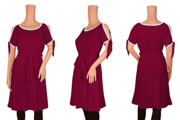 Elegant Maroon Sleeveless Fit & Flair Dress - Image 5
