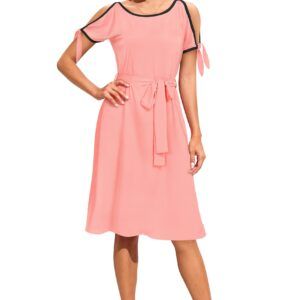 Elegant Peach Sleeveless Fit & Flair Dress