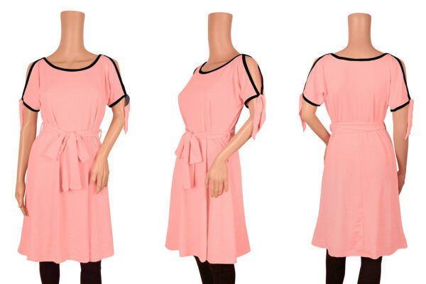 Elegant Peach Sleeveless Fit & Flair Dress - Image 5