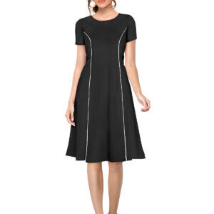 Elegant Black Round Neck Bodycon Dress
