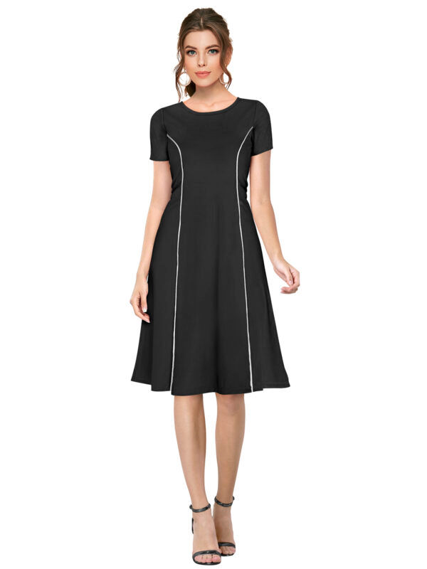 Elegant Black Round Neck Bodycon Dress