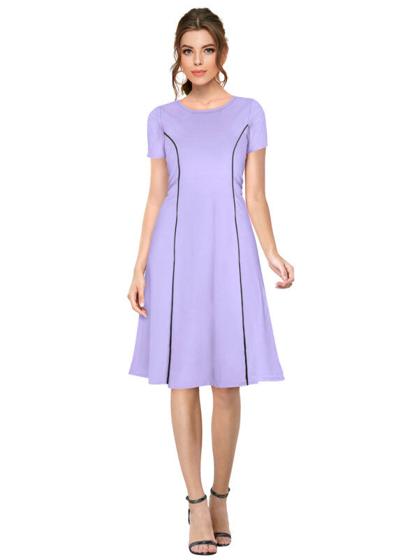Elegant Purple Round Neck Bodycon Dress