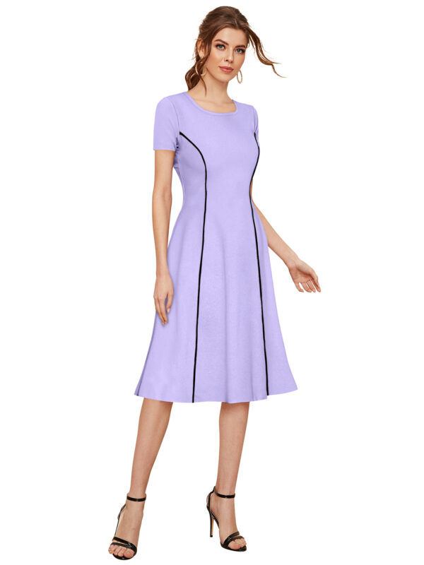 Elegant Purple Round Neck Bodycon Dress - Image 2