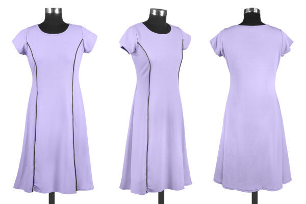 Elegant Purple Round Neck Bodycon Dress - Image 5