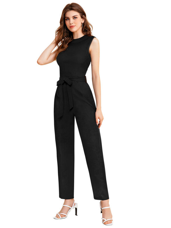 Stretchable Black Sleeveless Jumpsuit - Image 4