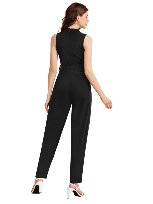 Stretchable Black Sleeveless Jumpsuit - Image 5