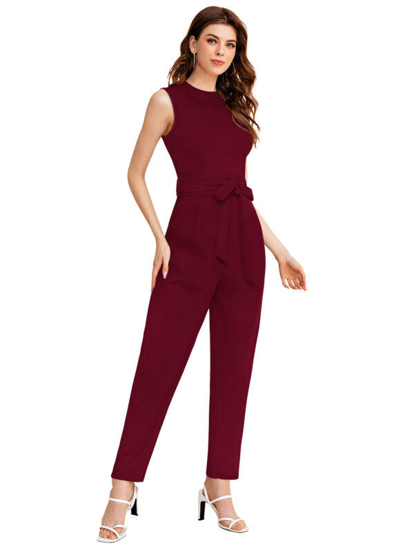 Stretchable Maroon Sleeveless Jumpsuit - Image 3