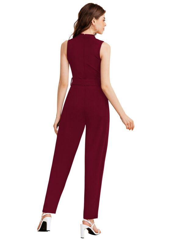 Stretchable Maroon Sleeveless Jumpsuit - Image 5