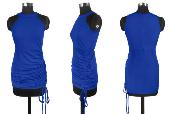 Stretchable Royal Blue Sleeveless Bodycon Dress - Image 5