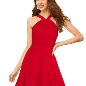 Stretchable Red Fit & Flair Dress