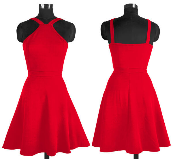 Stretchable Red Fit & Flair Dress - Image 6