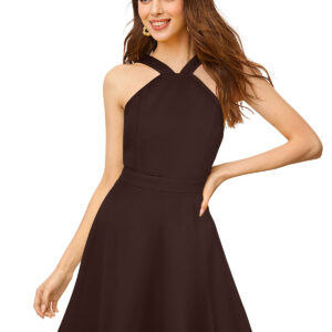 Stretchable Coffee Fit & Flair Dress