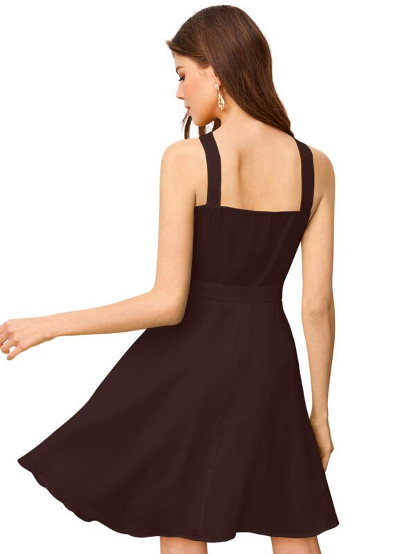 Stretchable Coffee Fit & Flair Dress - Image 5