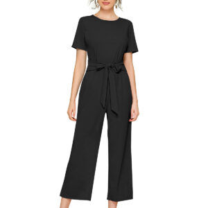 Black Cap Sleeves Jumpsuit