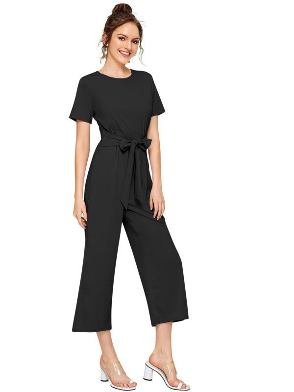 Black Cap Sleeves Jumpsuit - Image 3