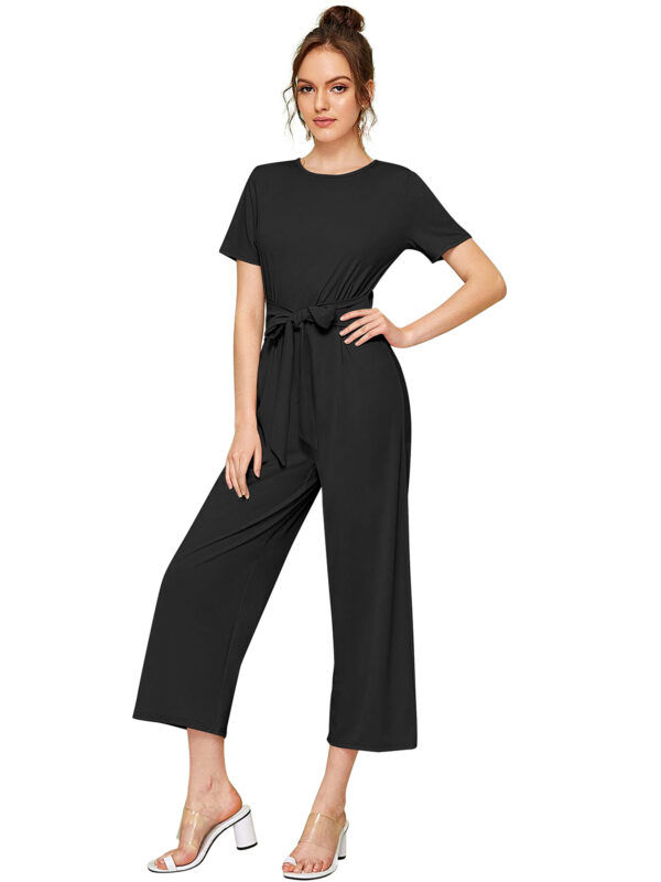 Black Cap Sleeves Jumpsuit - Image 4