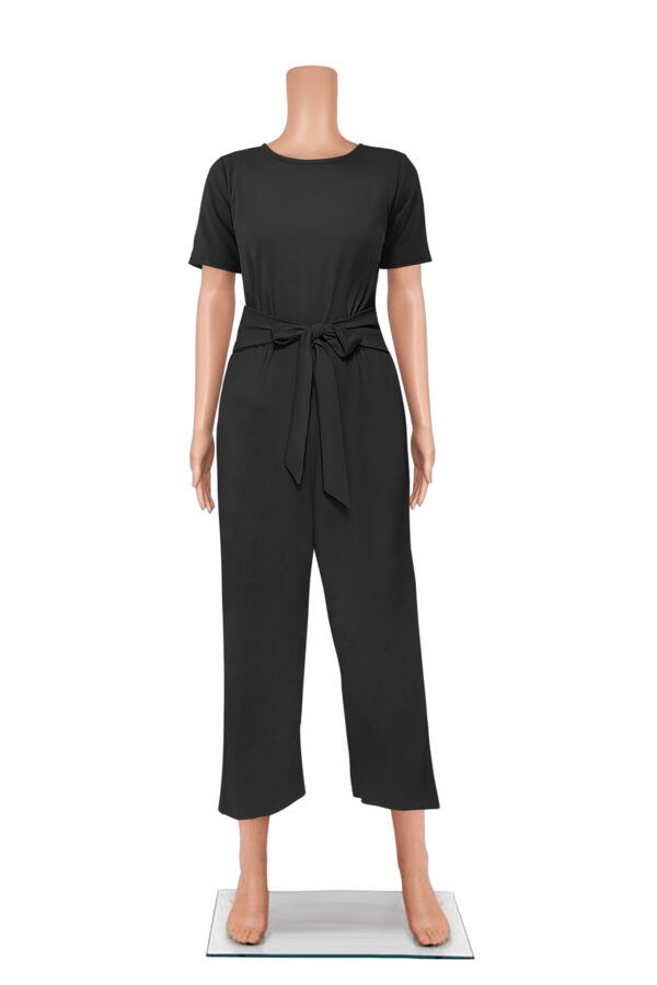 Black Cap Sleeves Jumpsuit - Image 2