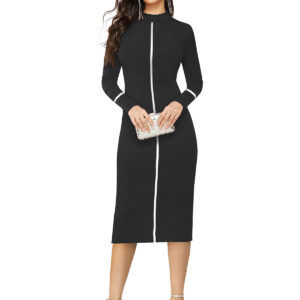 Black Knee Length Bodycon Dress