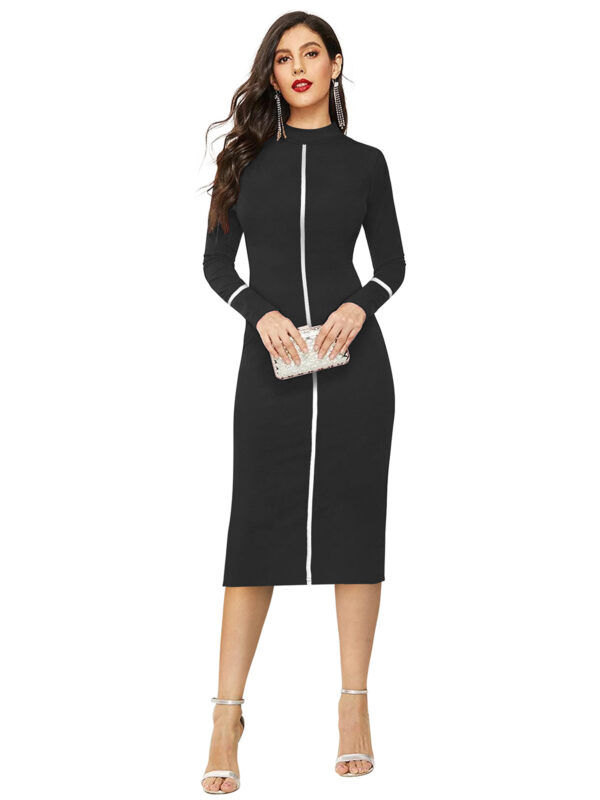 Black Knee Length Bodycon Dress