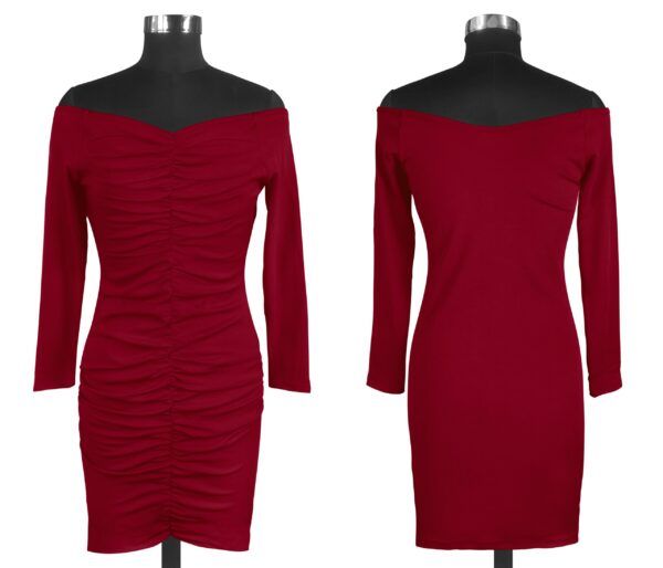 Maroon Knee Length Bodycon Dress - Image 6