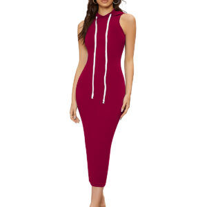 Maroon Sleeveless Bodycon Dress