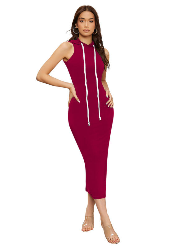 Maroon Sleeveless Bodycon Dress - Image 2
