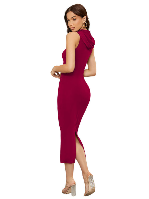 Maroon Sleeveless Bodycon Dress - Image 4