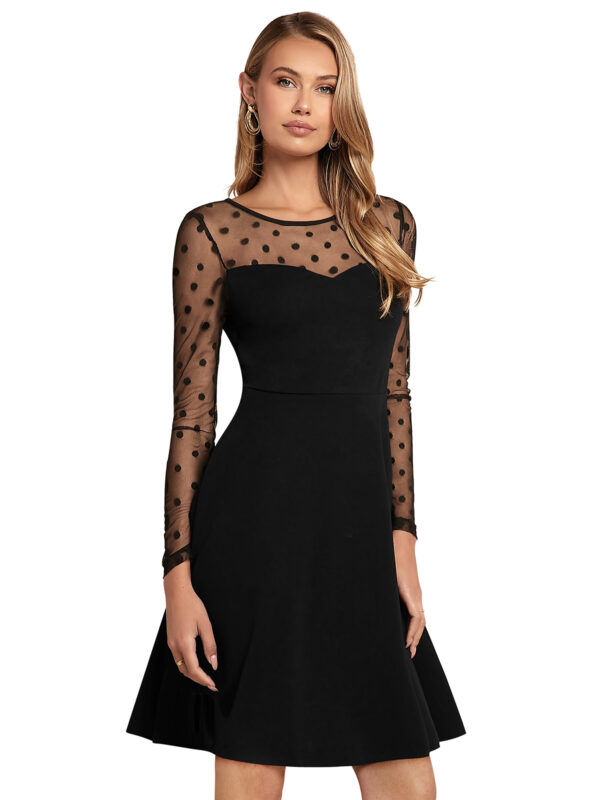 Fit & Flair Black Full Sleeve Dress - Image 2