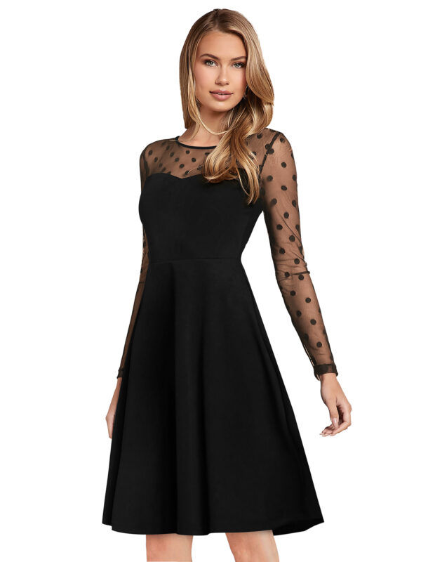 Fit & Flair Black Full Sleeve Dress - Image 3