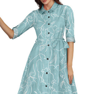 Pista Printed Shirt Collar Women's Dress