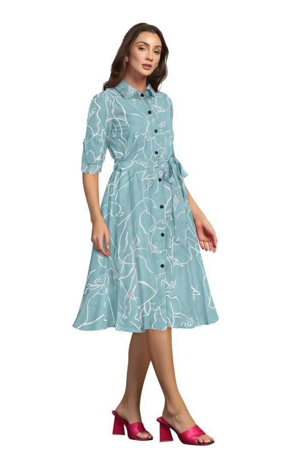 Pista Printed Shirt Collar Women's Dress - Image 2