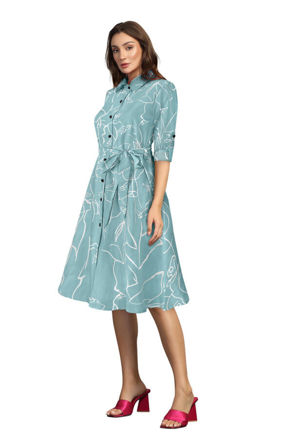 Pista Printed Shirt Collar Women's Dress - Image 3