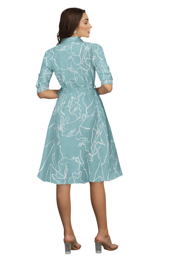 Pista Printed Shirt Collar Women's Dress - Image 4