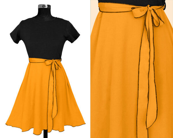 Yellow Cap-Sleeve Stretchable Fit & Flare Knee-Length Dress - Image 5