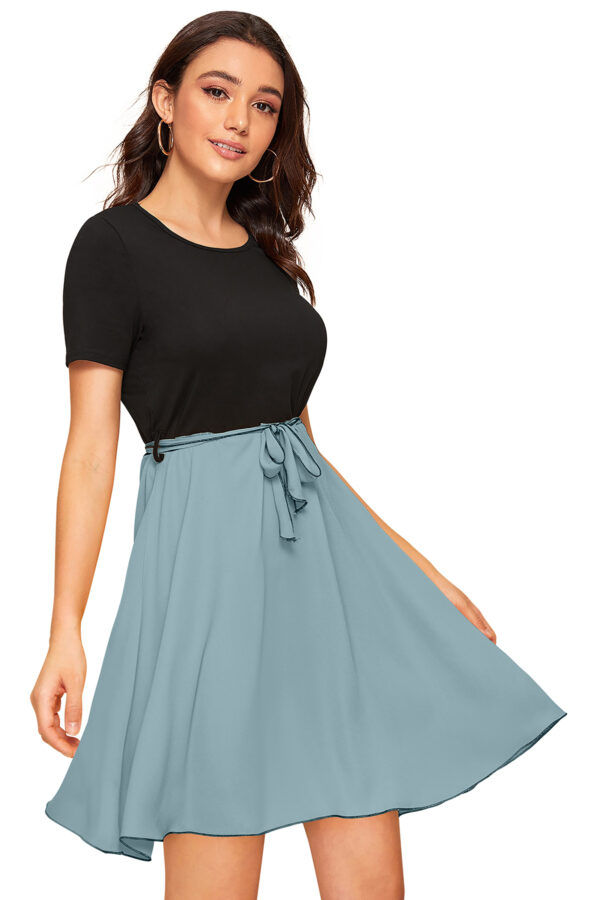 Pista Cap-Sleeve Stretchable Fit & Flare Knee-Length Dress - Image 3