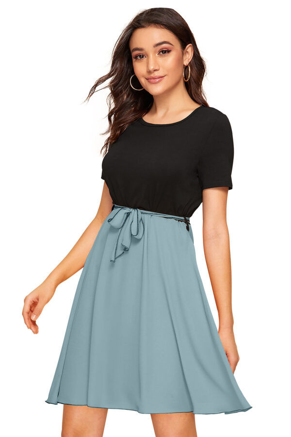 Pista Cap-Sleeve Stretchable Fit & Flare Knee-Length Dress - Image 4
