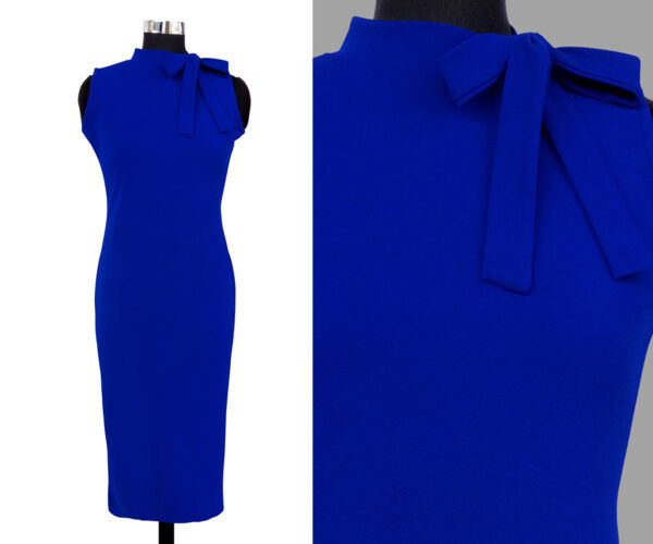 Classic Royal Blue Sleeveless Round-Neck Bodycon Dress - Image 5