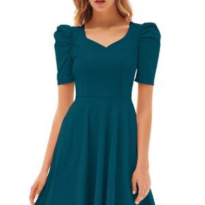Morpitch V-Neck Cap-Sleeve Fit & Flare Knee-Length Dress